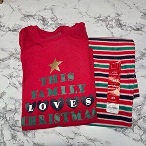 Jammies For Your Families Woman's XS Red Green Christmas Prints Fleece Pj Set